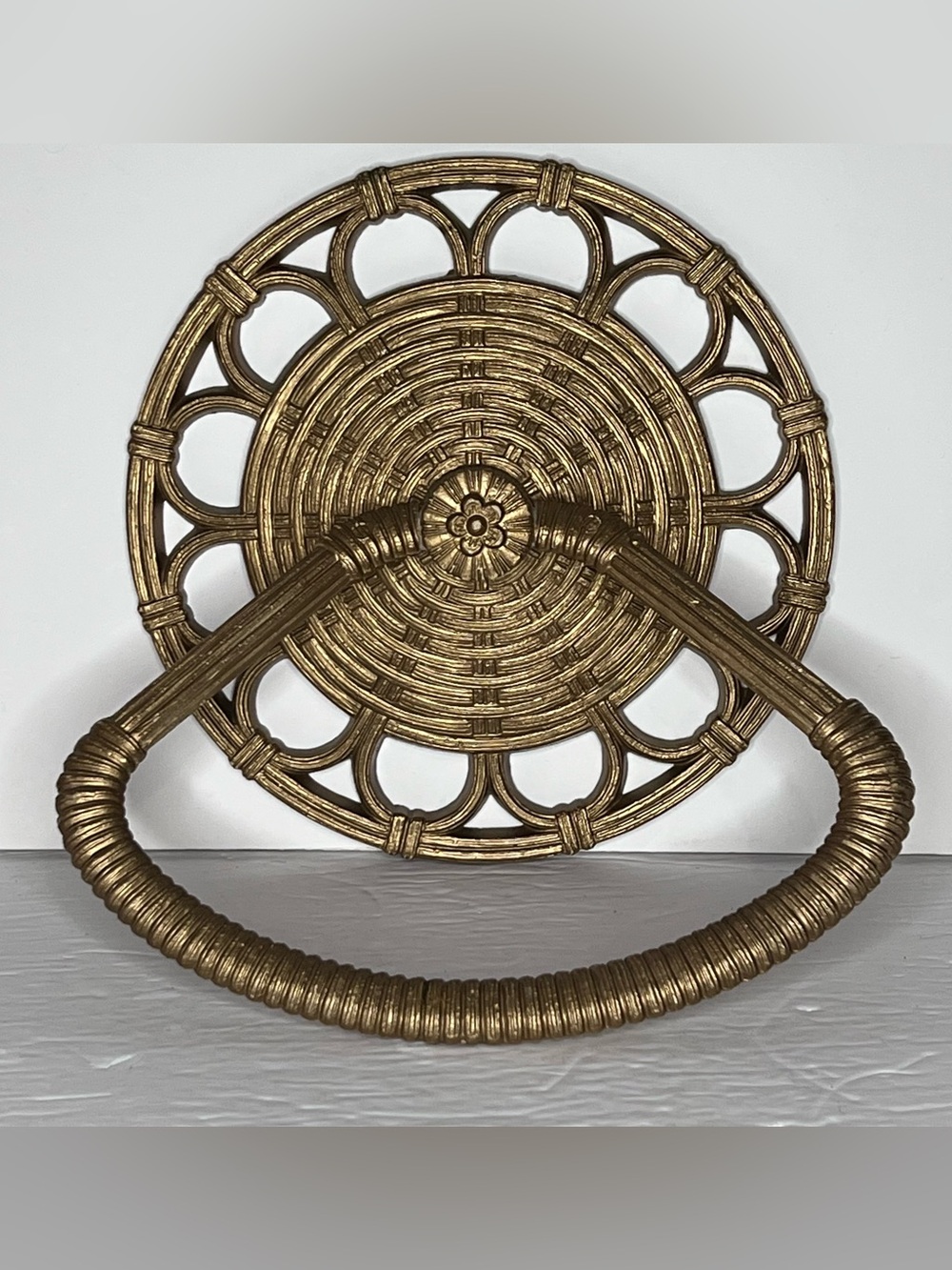 VTG Homco Large Towel Holder Faux Wicker Gold Hollywood Regency